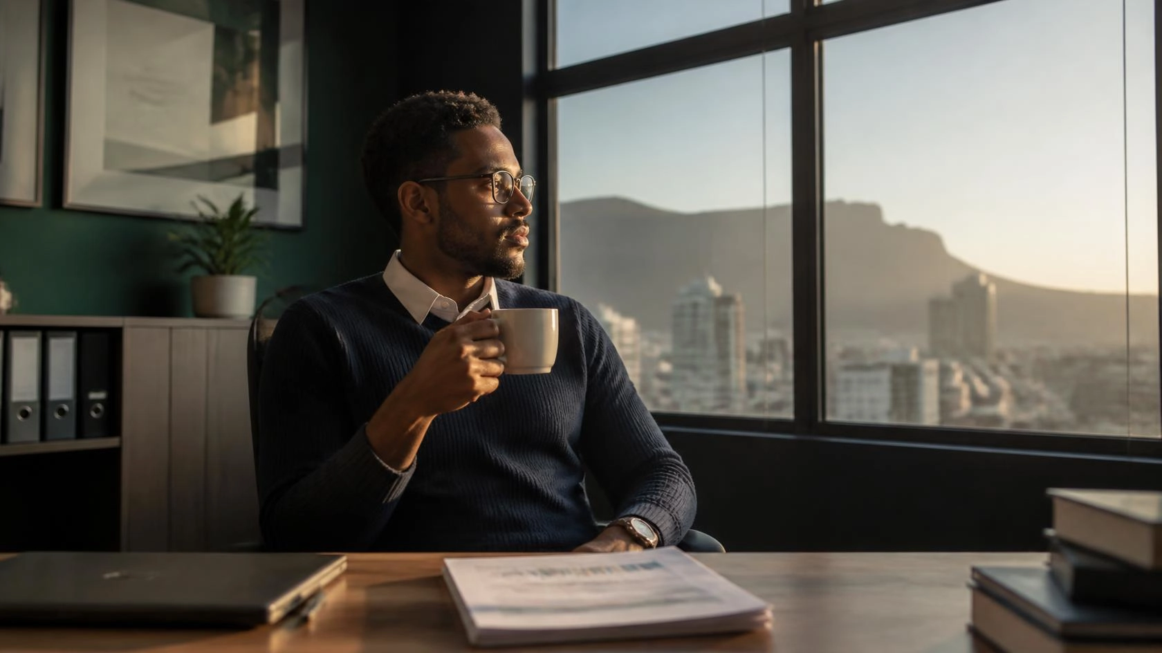 A South African corporate team member showing signs of accumulated fatigue eight months into the year