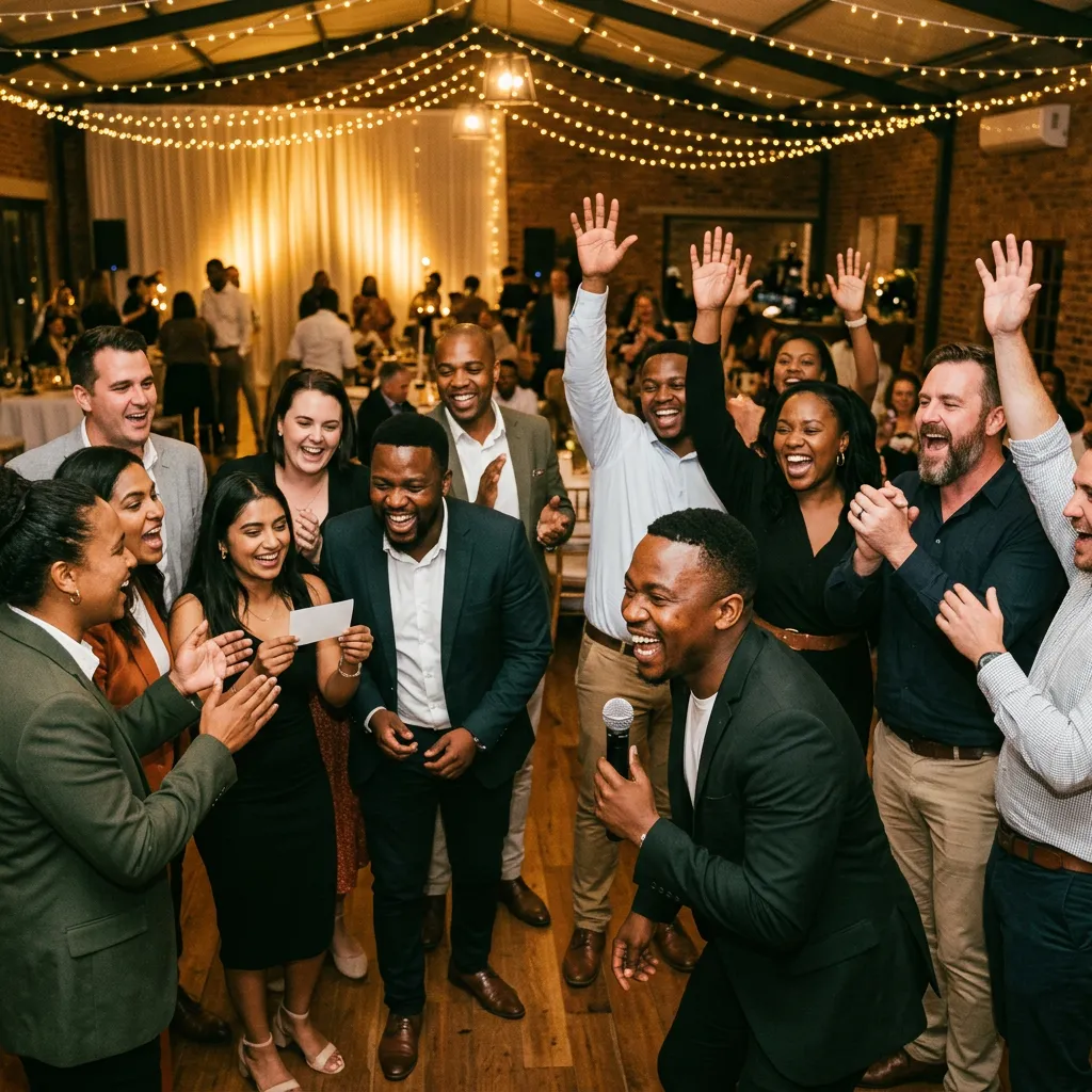 Energetic Team Connect group cheering during a Culture Throwdown game show experience
